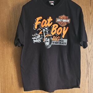 Harley-Davidson Black and Orange Fat Boy Tee